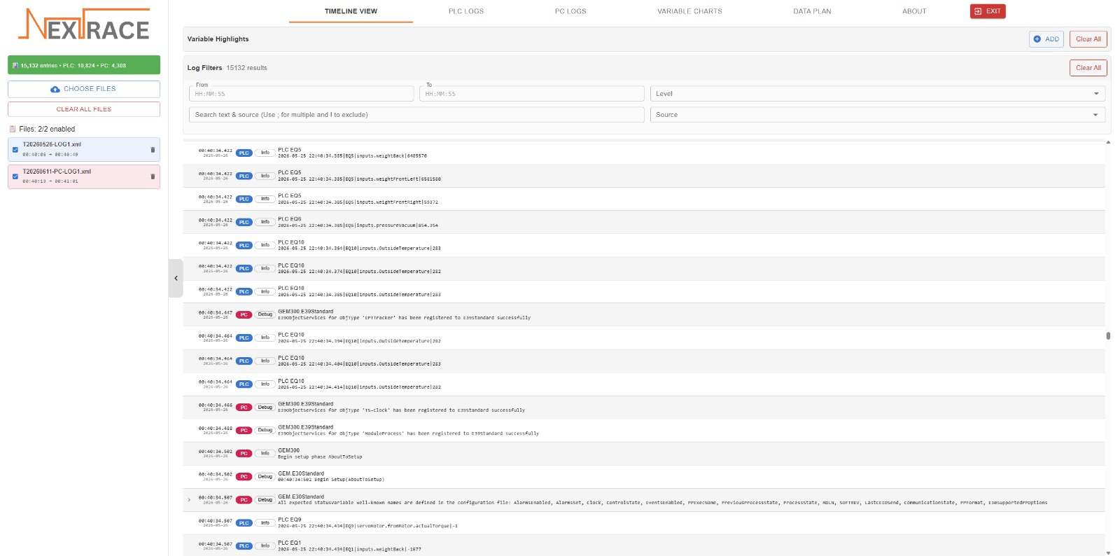 Loading logs from multiple systems into Next-Trace